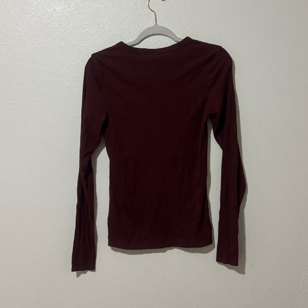 H&M Crew Neck Slim Fit Shirt Thermal Long Sleeve Top Gray Burgundy LOT OF 2 M - Picture 3 of 11